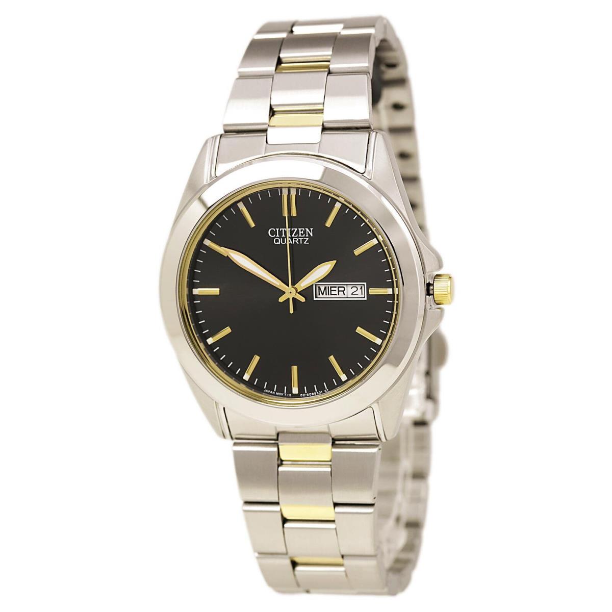 Citizen Men`s Black Dial Quartz Two Tone Steel Bracelet Watch BF0584-56E