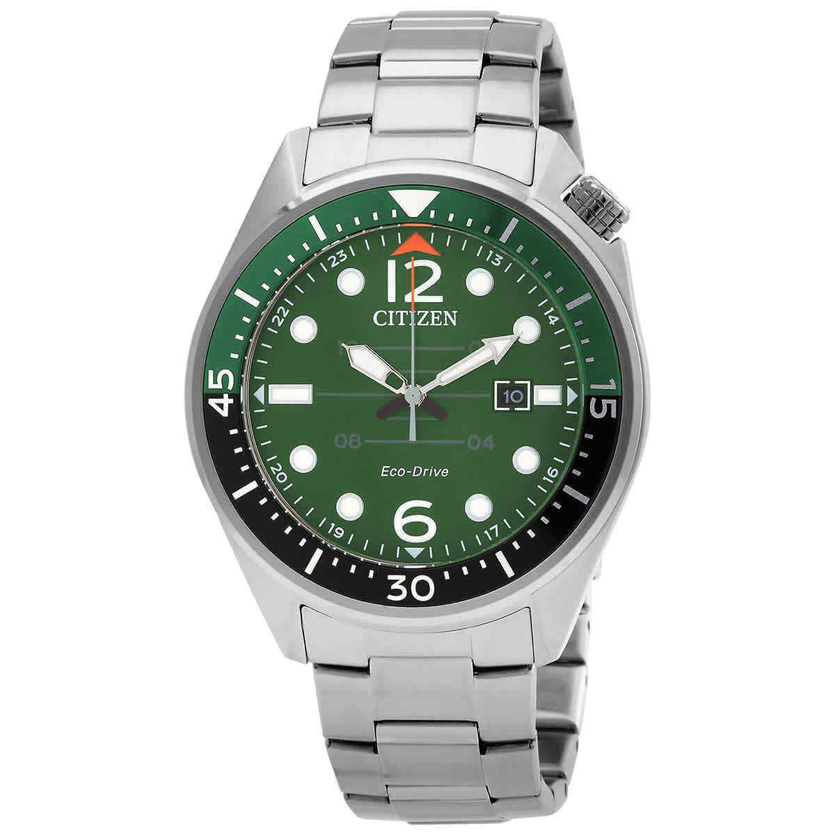 Citizen Eco-drive Green Dial Men`s Watch AW1715-86X