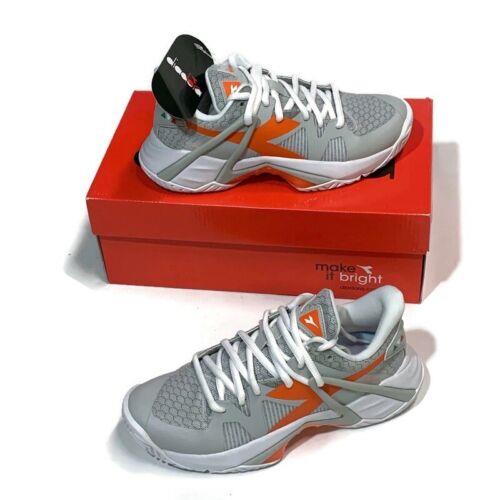 Diadora B.icon W AG Womens Size 6 Sneakers Silver Vermillion Orange Shoe