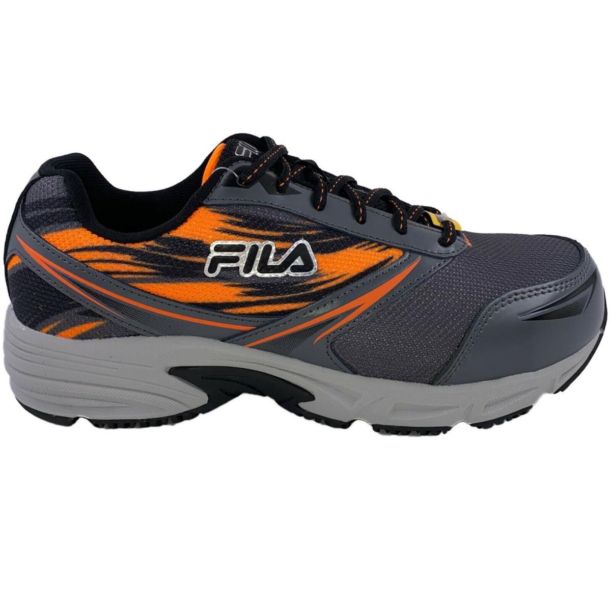 Mens Fila Memory Meiera 2 SR CT Slip Resistant Composite Toe Work Shoes 1LM00118 Grey/Black/Orange