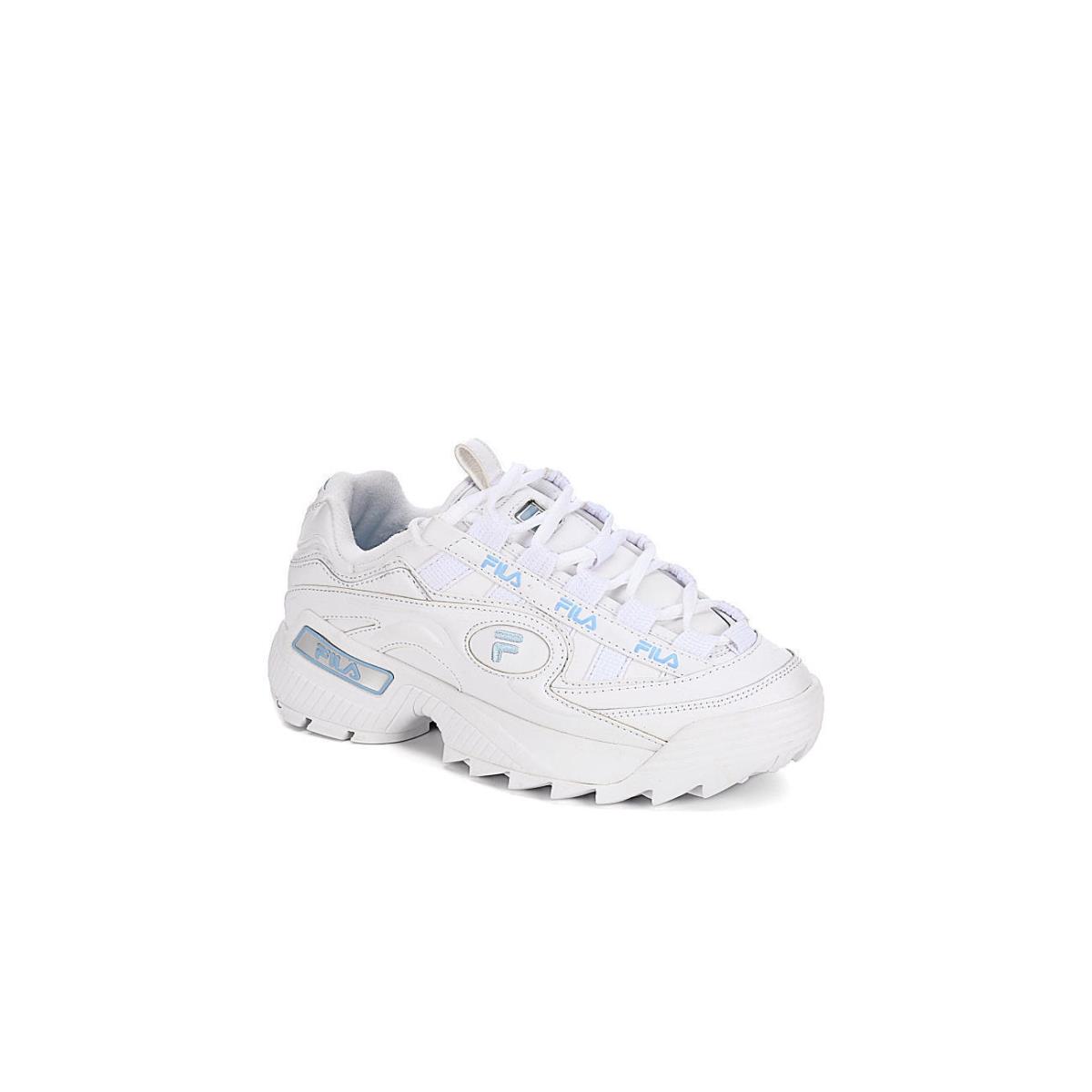 Womens Classic Fila Dformation Premium White Baby Blue Lace UP Sneakers
