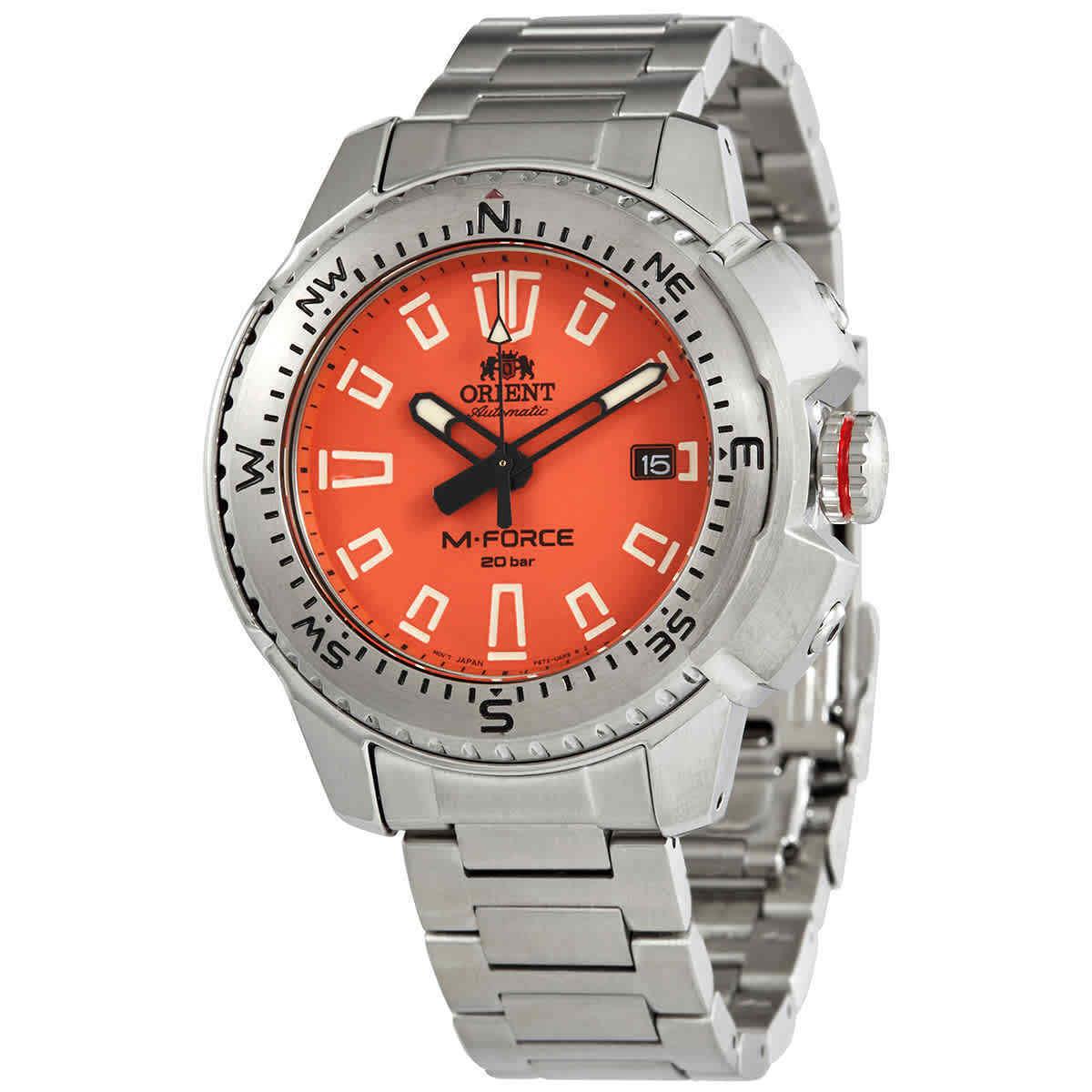 Orient M-force Automatic Orange Dial Men`s Watch RA-AC0N02Y10B