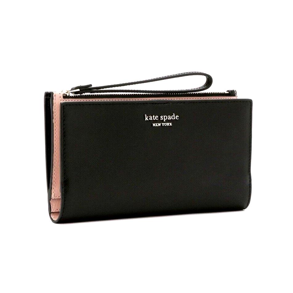 New Kate Spade Spencer Continental Wristlet Saffiano Leather Black
