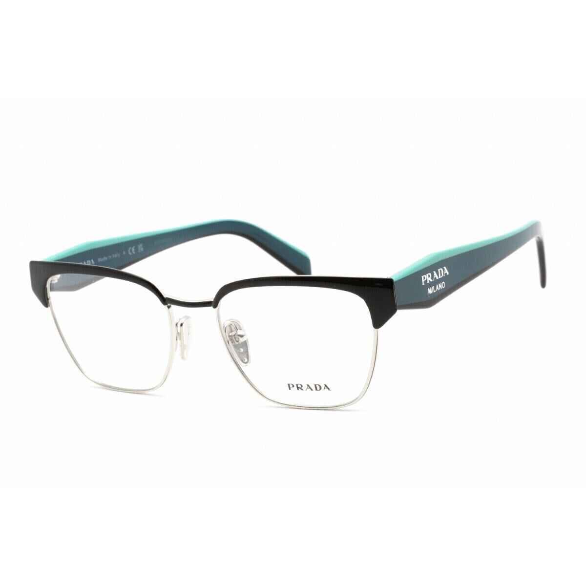Prada Eyeglasses VPR65Y GAQ-1O1 Black Silver Full Rim Frame 53MM Rx-able - Frame: Black Silver