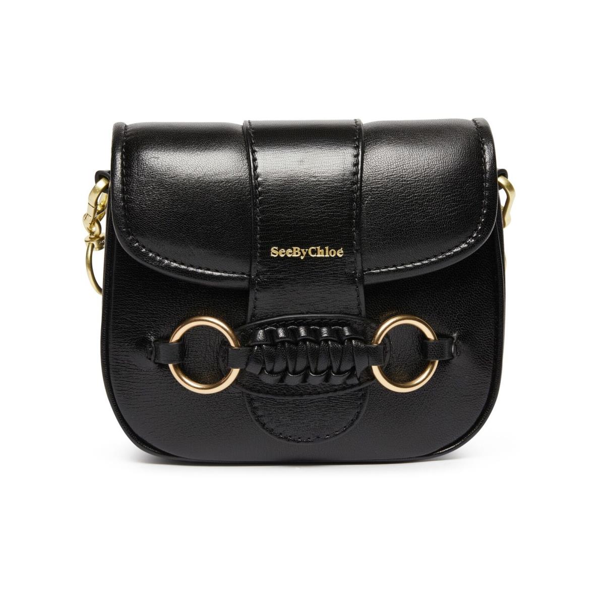 See By Chloe Hb Women Saddie Logo Detachable Strap Shoulder Leather Bag Black OS