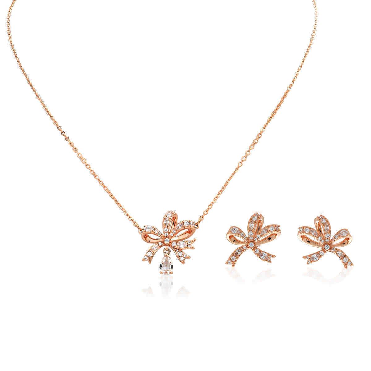 Swarovski Rose Gold-tone Plated Crystal Bow Hyperbola Set