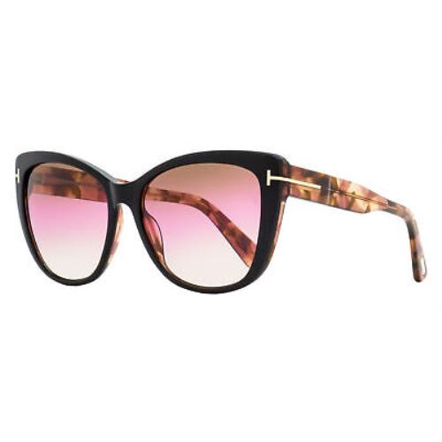 Tom Ford Cat Eye Sunglasses TF937 Nora 05F Black/rose Havana 57mm FT0937 - Frame: Black/Rose Havana, Lens: Brown-Rose Gradient