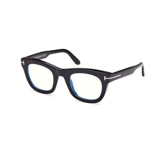 Tom Ford FT5872-B 001 Shiny Black/blue Block Square Men`s Eyeglasses