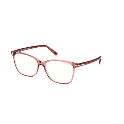 Tom Ford FT5842-B 074 Transparent Pink/blue Block Square Women`s Eyeglasses