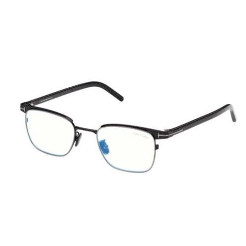 Tom Ford FT5854-D-B 005 Shiny Black Gunmetal/blue Block Browline Eyeglasses