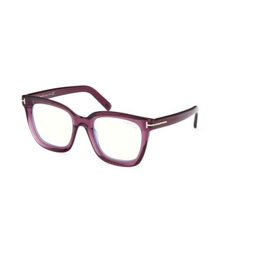 Tom Ford FT5880-B 081 Shiny Transparent Violet/ Blue Block Women`s Eyeglasses