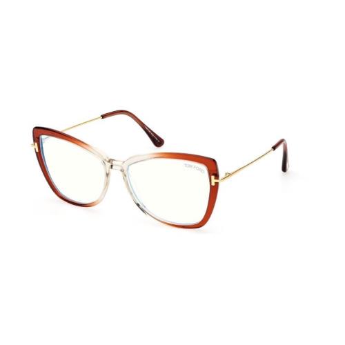 Tom FT5882-B 044 Ford FT5882-B 044 Shiny Transparent Orange Crystal/blue Block Sunglasses