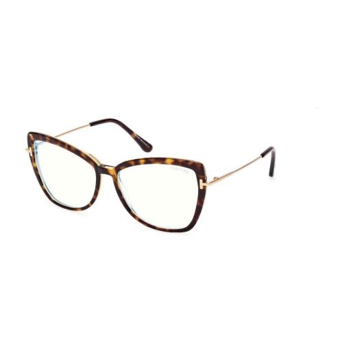 Tom FT5882-B 056 Ford FT5882-B 056 Shiny Dark Havana/blue Block Butterfly Women`s Sunglasses