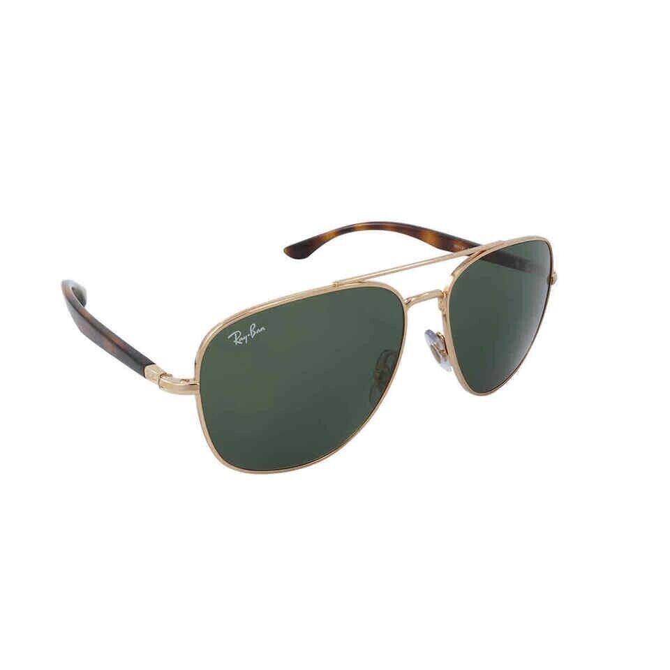 Ray Ban Gold Frame Green Lens Aviator Unisex Sunglasses RB3683 001/31 56