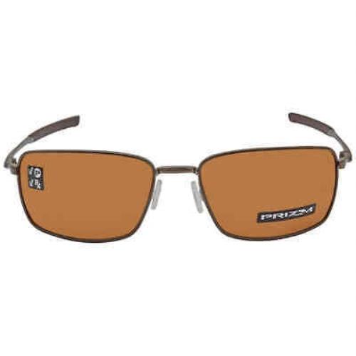 Oakley Square Wire Prizm Tungsten Polarized Rectangular Men`s Sunglasses OO4075 - Frame: Silver, Lens: Brown