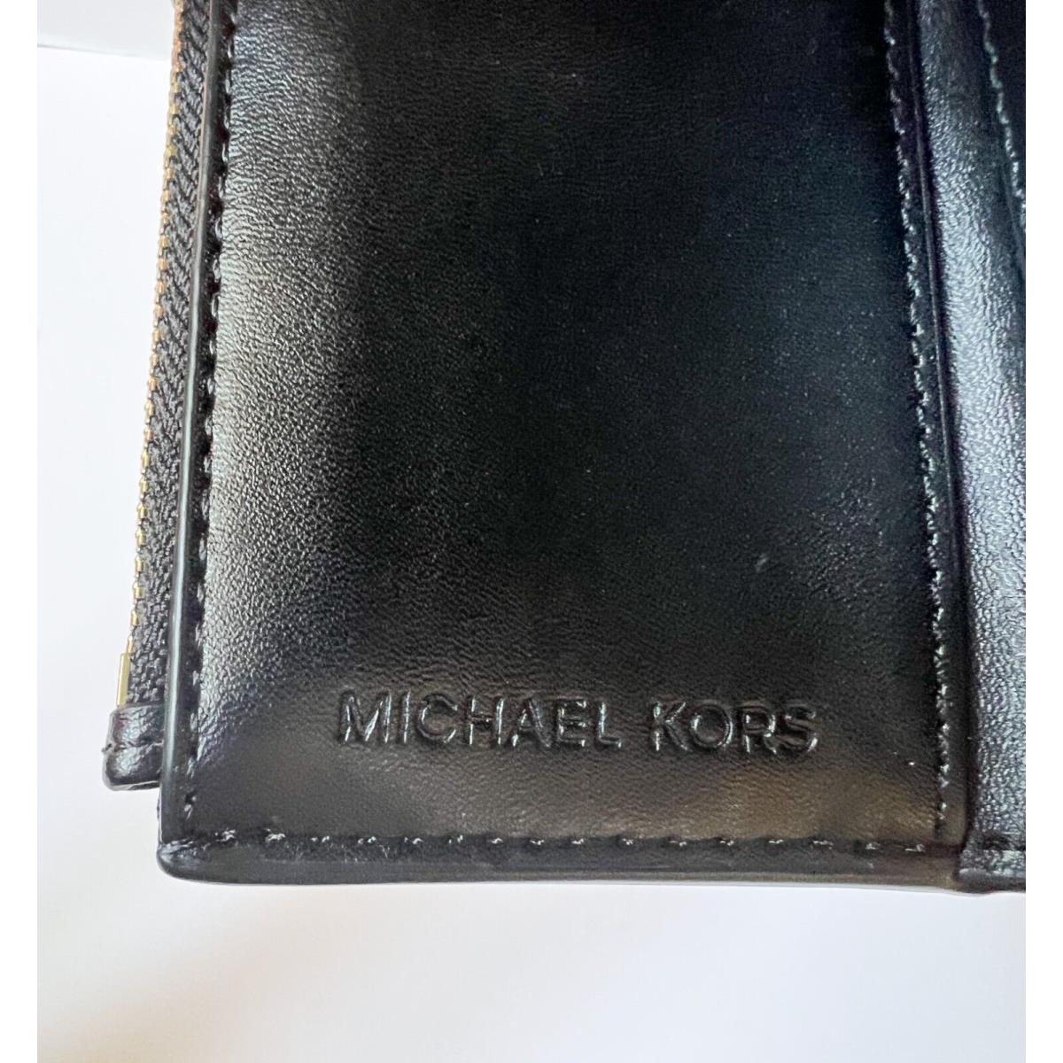 MICHAEL KORS CARMEN FLAP BIFOLD WALLET BLACK GOLD