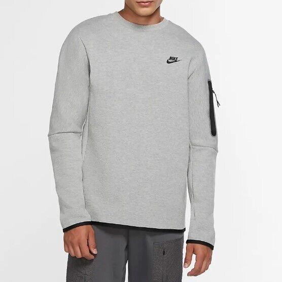 Nike Sweatshirt Men s S Sportswear Tech Fleece Sweater Crew Grey Black