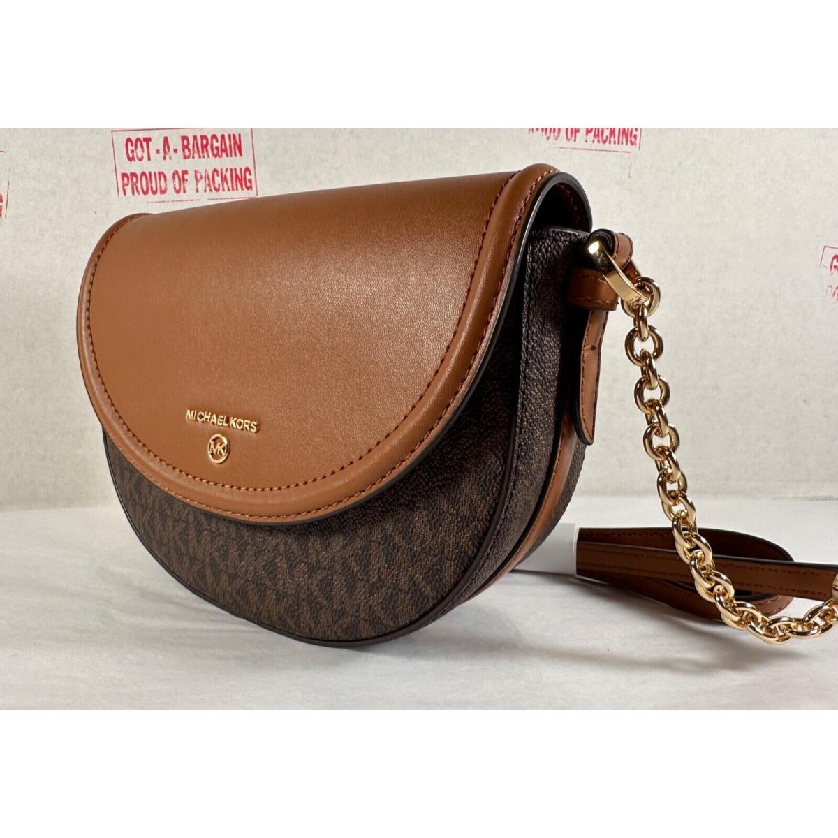 Michael Kors Jet Set Charm Half Dome Brown MK PVC Leather Medium Crossbody  Bag