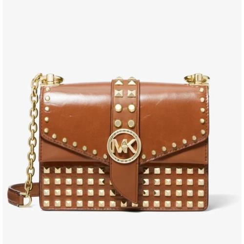 Michael Kors Greenwich Patient Leather Luxe Chain Crossbody/shoulder Studs