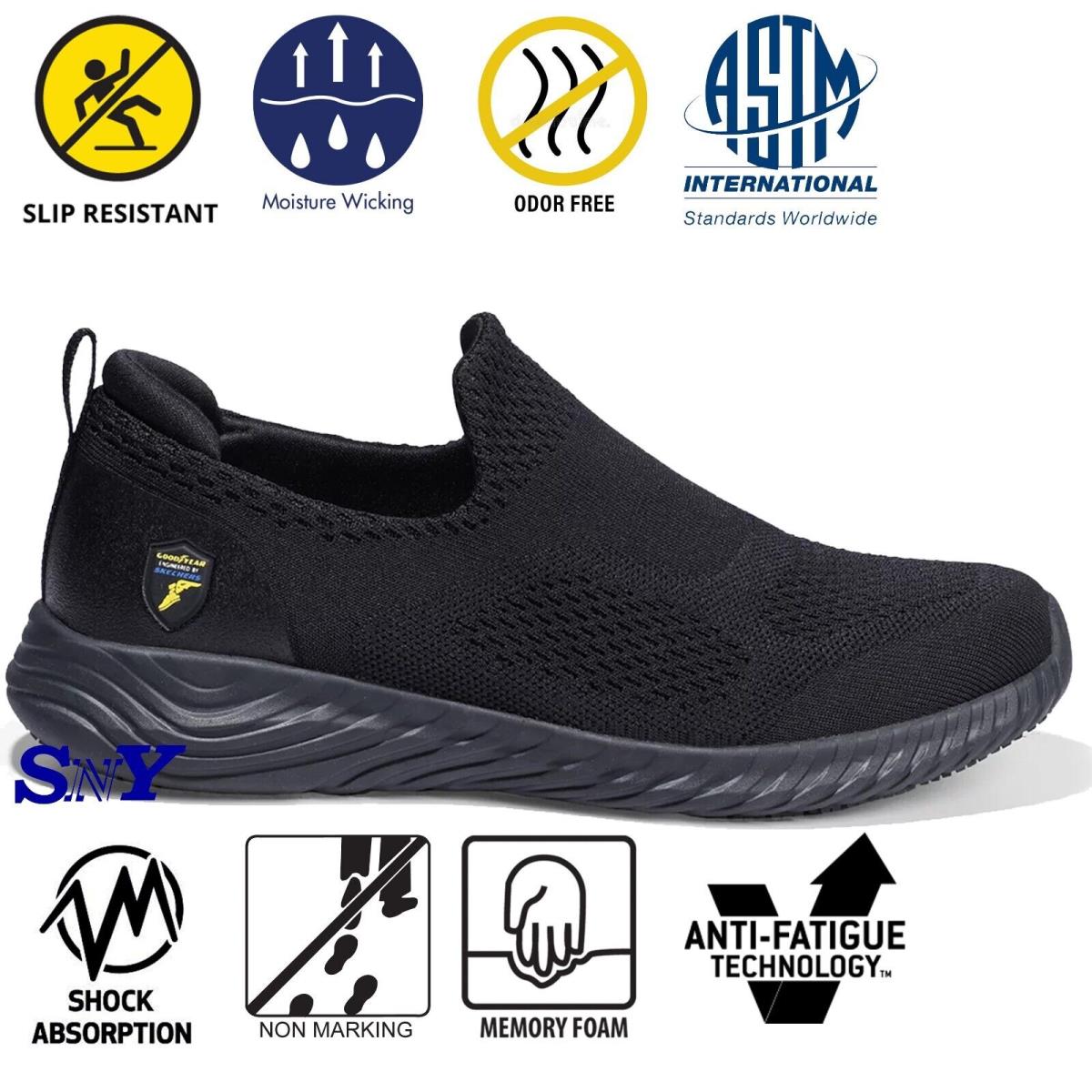 Skechers Goodyear Men`s Slip-resistant Lightweight Service Work Shoes Astm Rated