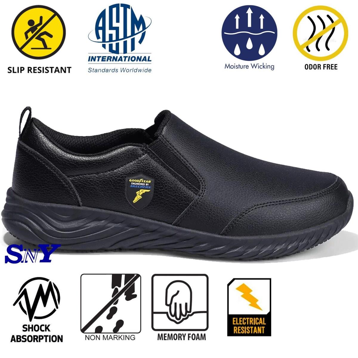 Skechers Goodyear Men`s Slip-resistant Lightweight Service Work Shoes Astm Rated M