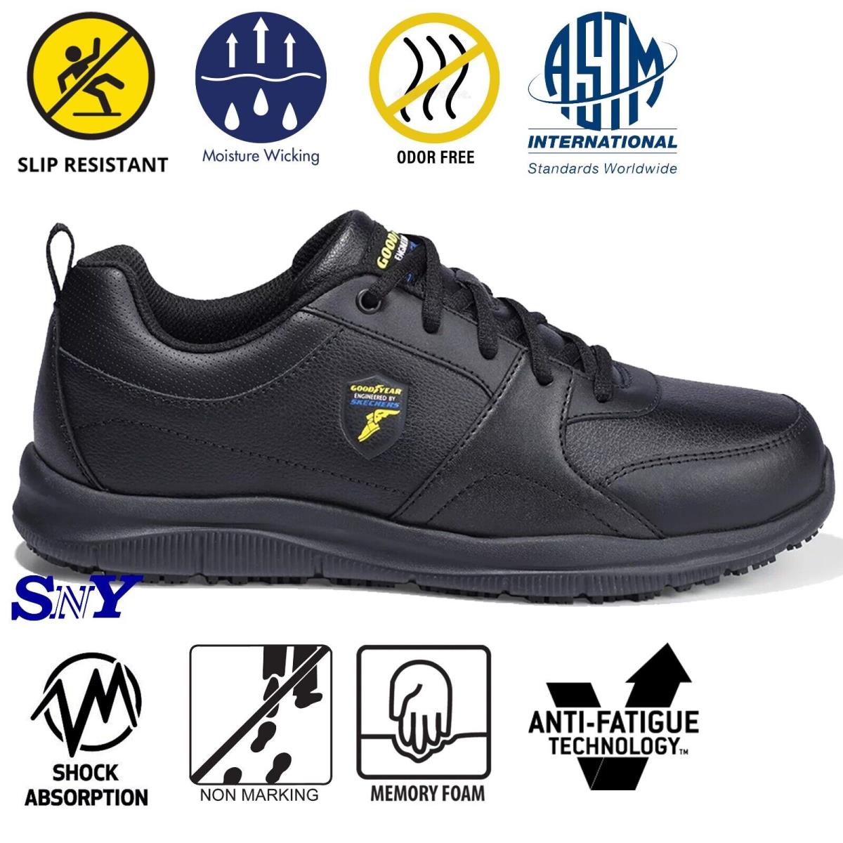 Skechers Goodyear Men`s Slip-resistant Lightweight Service Shoes Astm Rated