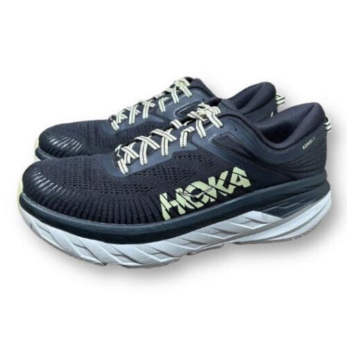 Hoka One One Bondi 7 Shoes Mens 9 M Blue Graphite Butterfly Running Walking Gym