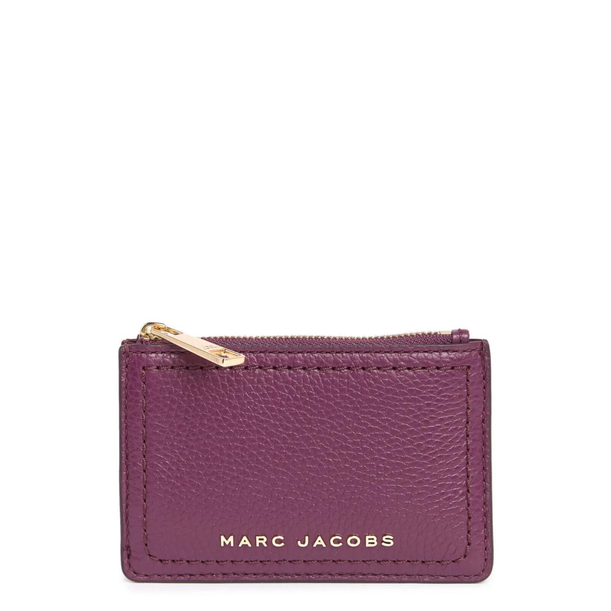 Marc Jacobs The Groove Top Zip Leather Coin Purse Prune Pebbled Leather