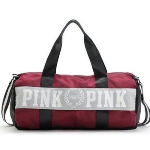 Victorias Secret Pink Graphic Double Strap Duffel Duffle Gym Tote Bag