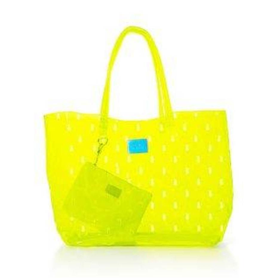 Victorias Secret Pink Neon Color Block Jelly Tote Beach Bag Carrie On