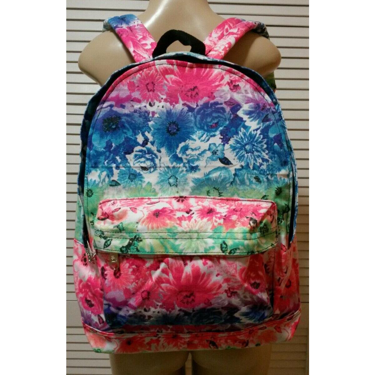 Victoria`s Secret Pink Rainbow Floral Classic Backpack Full Size Book Bag