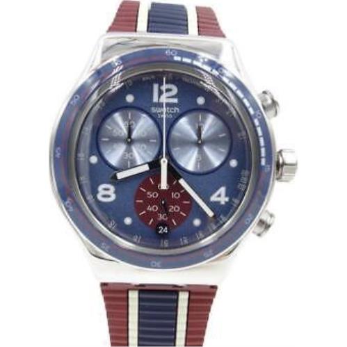 Swatch Irony Chrono College Time Silicone Band Date Watch 43mm YVS449