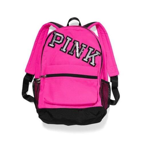 Victorias Secret Pink Sequins Bling Graphic Neon Campus Backpack Laptop Bag