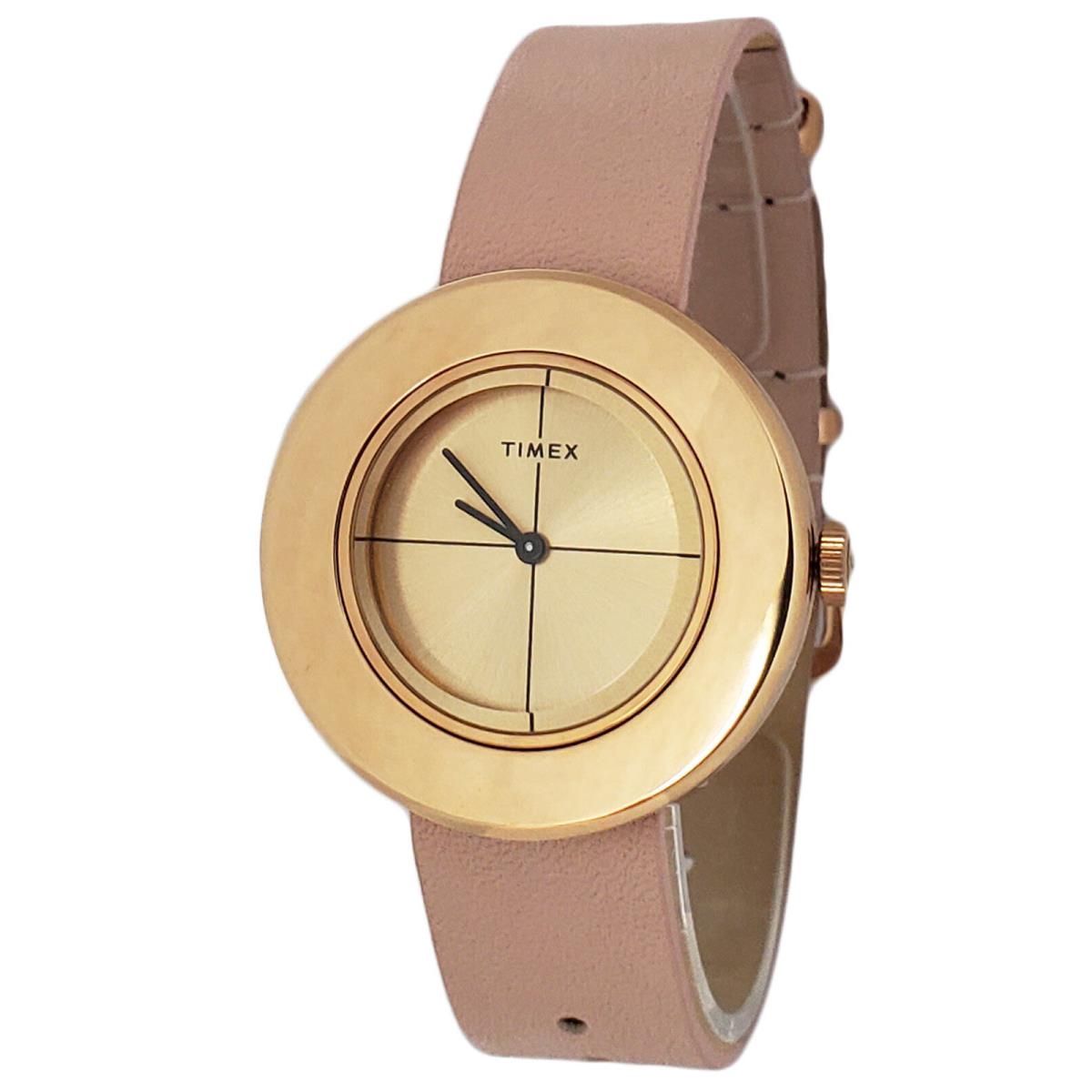 Timex TW2T92900 Women`s Analog Rose-gold Tone Watch Brown Leather Strap