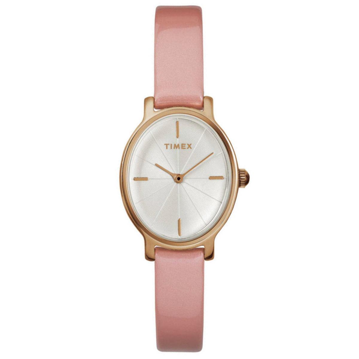 Timex TW2R94600 Milano Women`s Oval Rose Gold-tone Watch Pink Leather Strap