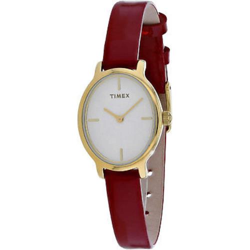 Timex TW2R94700 Milano Women`s Oval Rose Gold-tone Watch Red Leather Strap