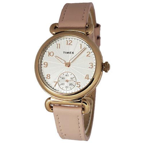 Timex TW2T88400 Women`s Analog Rose-gold Tone Watch Pink Leather Strap