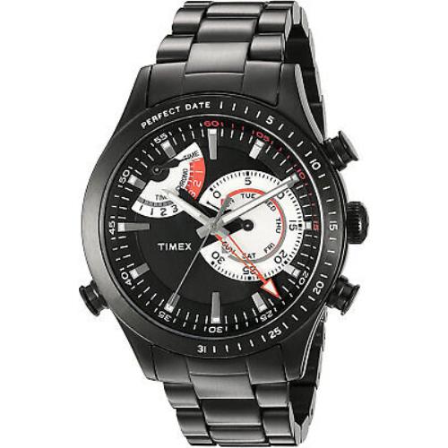 Timex TW2P72800 Men`s Intelligent Chronograph Timer Watch Black Steel Bracelet