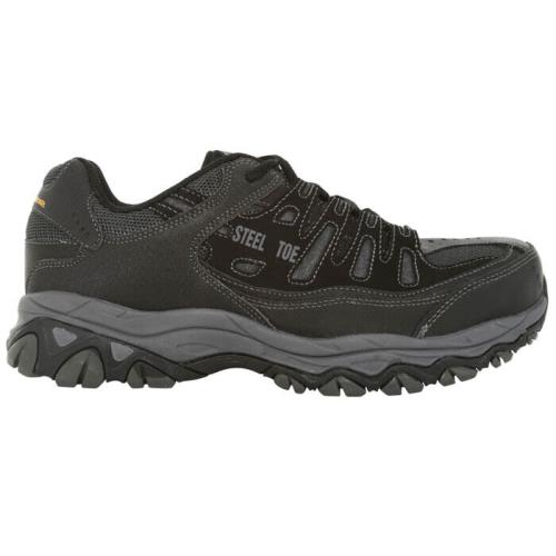 Mens Skechers Work Steel Toe Relaxed Fit EH Crankton Black Leather Shoes Medium/Regular