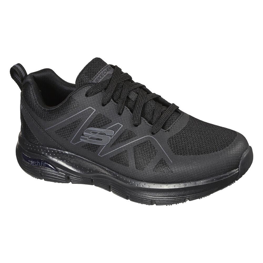 Mens Skechers Work Slip Resistant Arch Fit Axtell Athletic Black Mesh Shoes