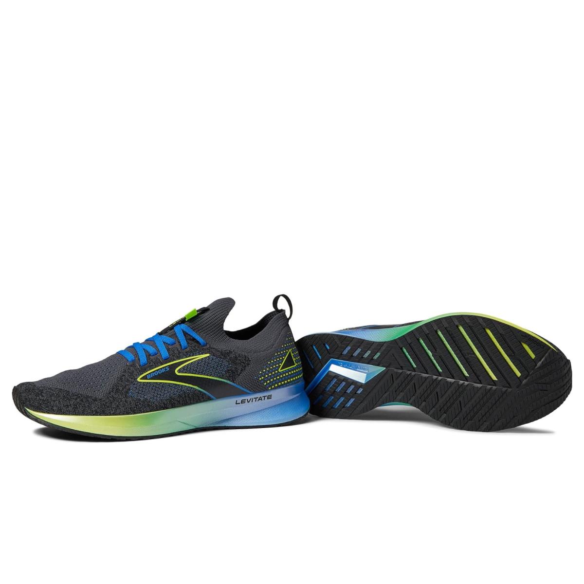 Man`s Sneakers Athletic Shoes Brooks Levitate Stealthfit 5 Ebony/Gecko/Dazzling Blue