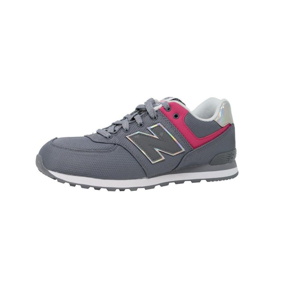 New Balance Girls Big Kids Running Shoes Sneakers KL574J3G - Grey/pink