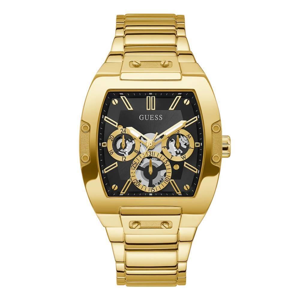 Guess GW0456G1 Men`s Phoenix Tunneau Gold Black Dial Multi-function Watch 42mm