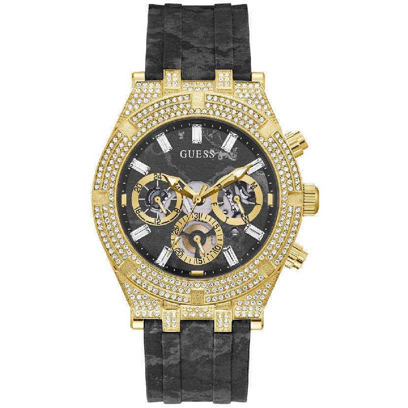 Men`s Guess Gold Tone Multifunction Crystallized Watch GW0418G2