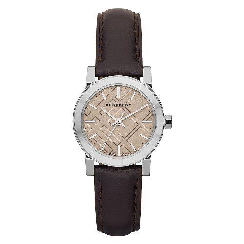 New-burberry Brown Leather with Checked Champagne Dial Watch BU9208