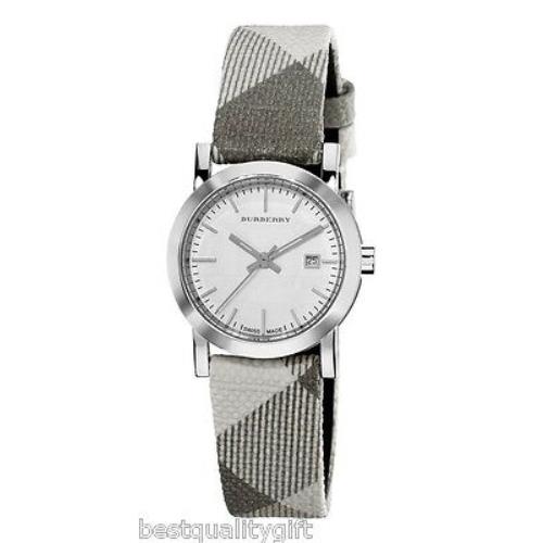 Burberry Engraved Dial Smoked Plaid Checked Signature Band Watch BU1799