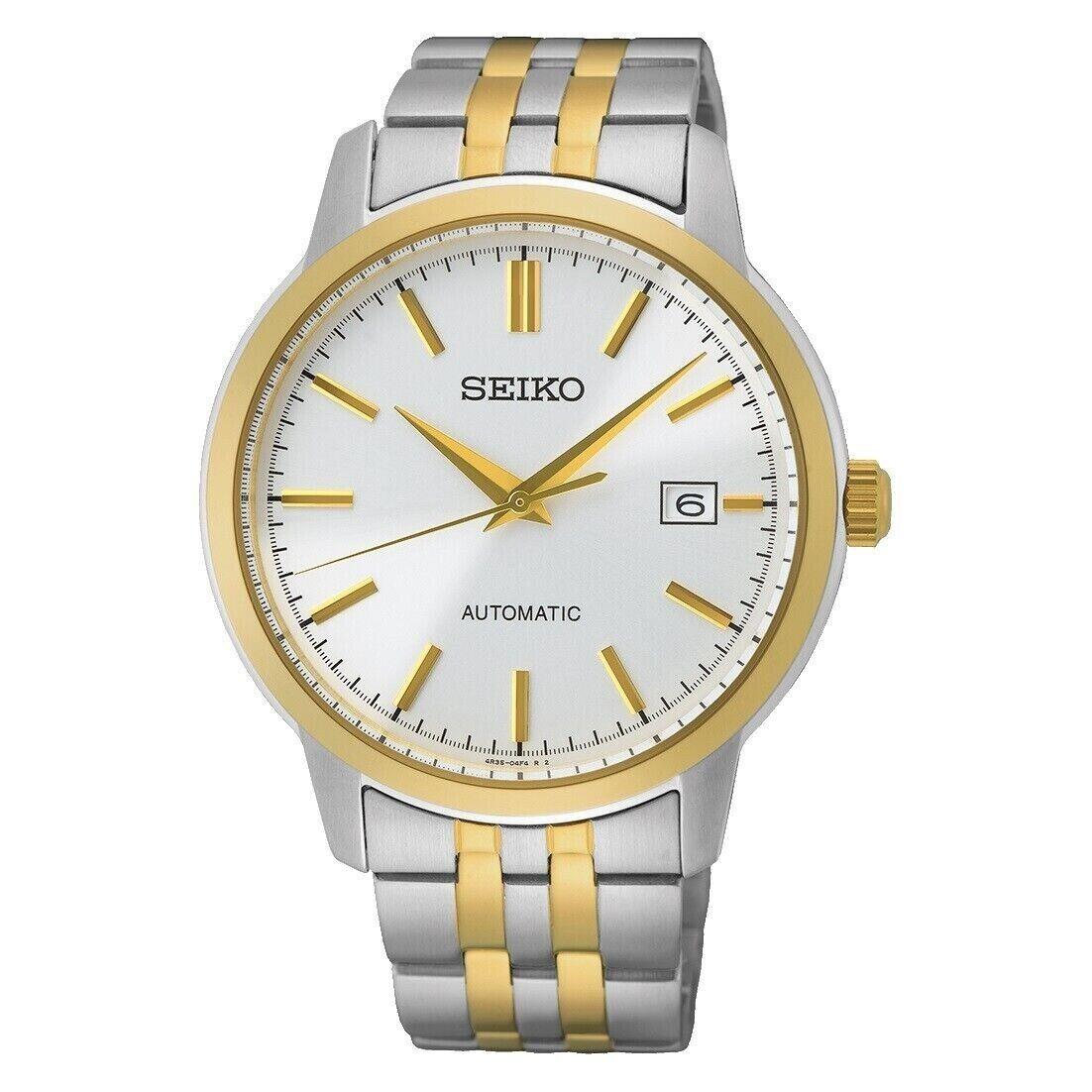 Seiko Mens Essentials Automatic White Sunray Dial Steel Bracelet Watch SRPH92 - White