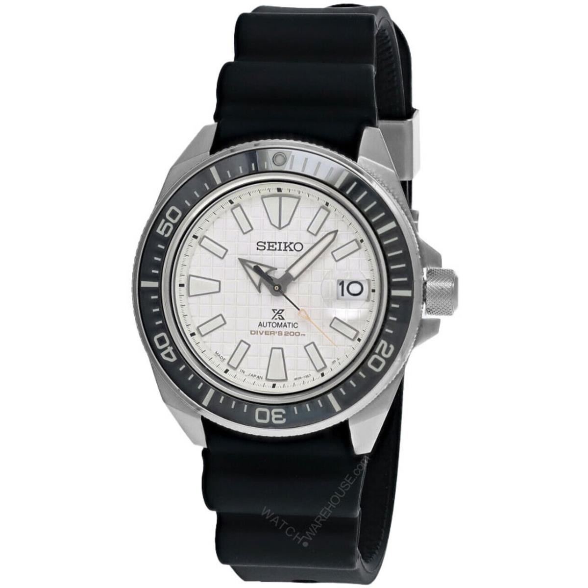 Seiko Prospex Auto Diver 44MM White Dial Men`s Watch SRPE37 - Dial: White, Band: Black, Bezel: Black