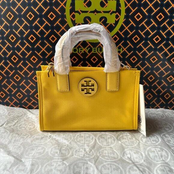 Tory Burch Ella Nylon Mini Tote Crossbody Bag Purse Yellow