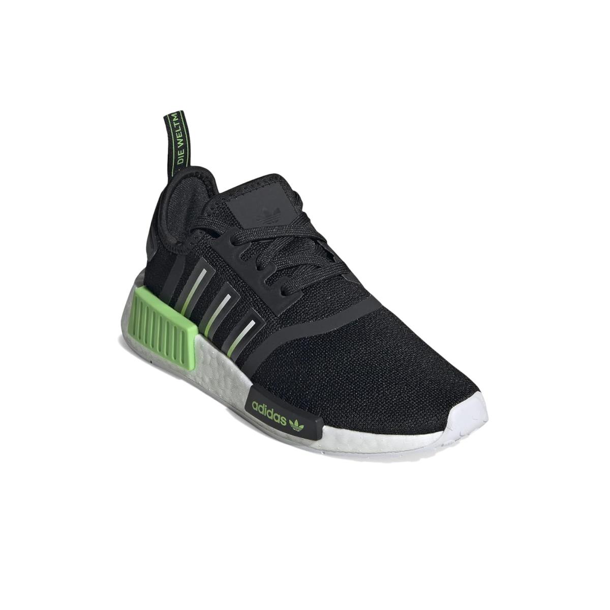 Children Unisex Shoes Adidas Originals Kids NMD_R1 J Big Kid - Core Black/Lucid Lime/Footwear White